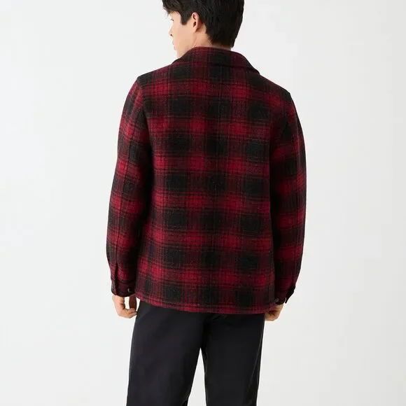J.Crew Limited-Edition Ludlow Overcoat English Wool Black Red Plaid M Medium NEW